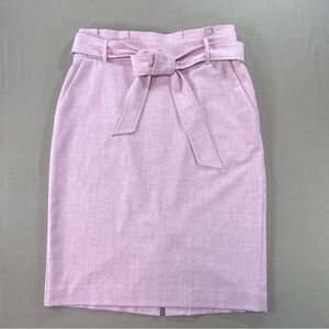 Ann Taylor Belted Pencil Skirt Size 4 Pink Tie Waist Lined